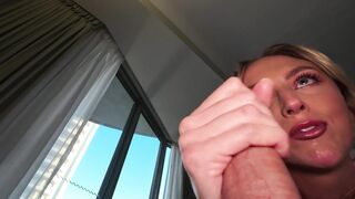Blonde Annie knight POV Deepthroats Huge Cock